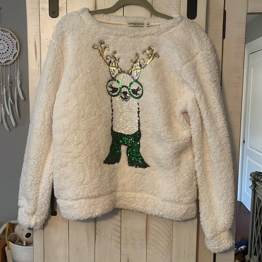 Chance or Fate holiday Sherpa crewneck